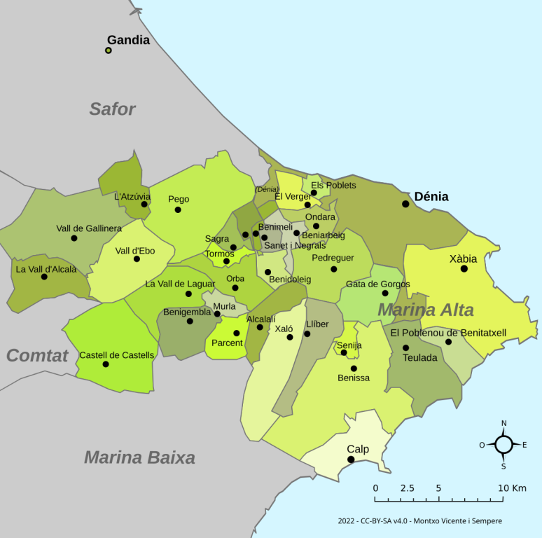 Mapa de Marina Alta