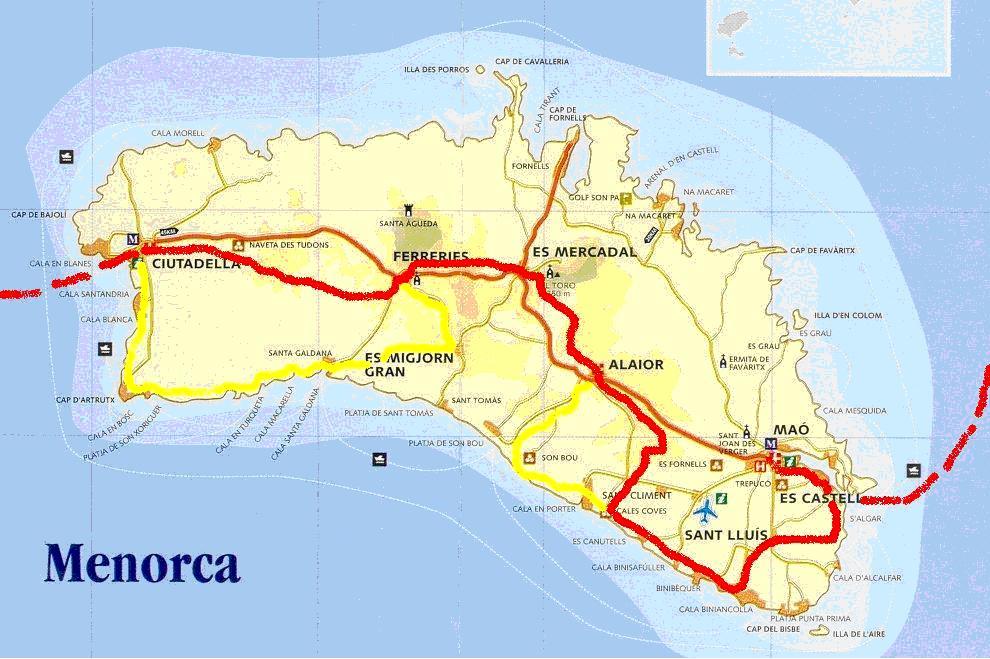 Mapa de Menorca