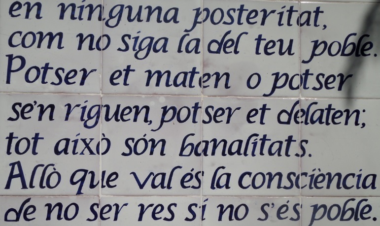 Alguns versos del poema Assumiràs  de Vicent Andrés Estellés.